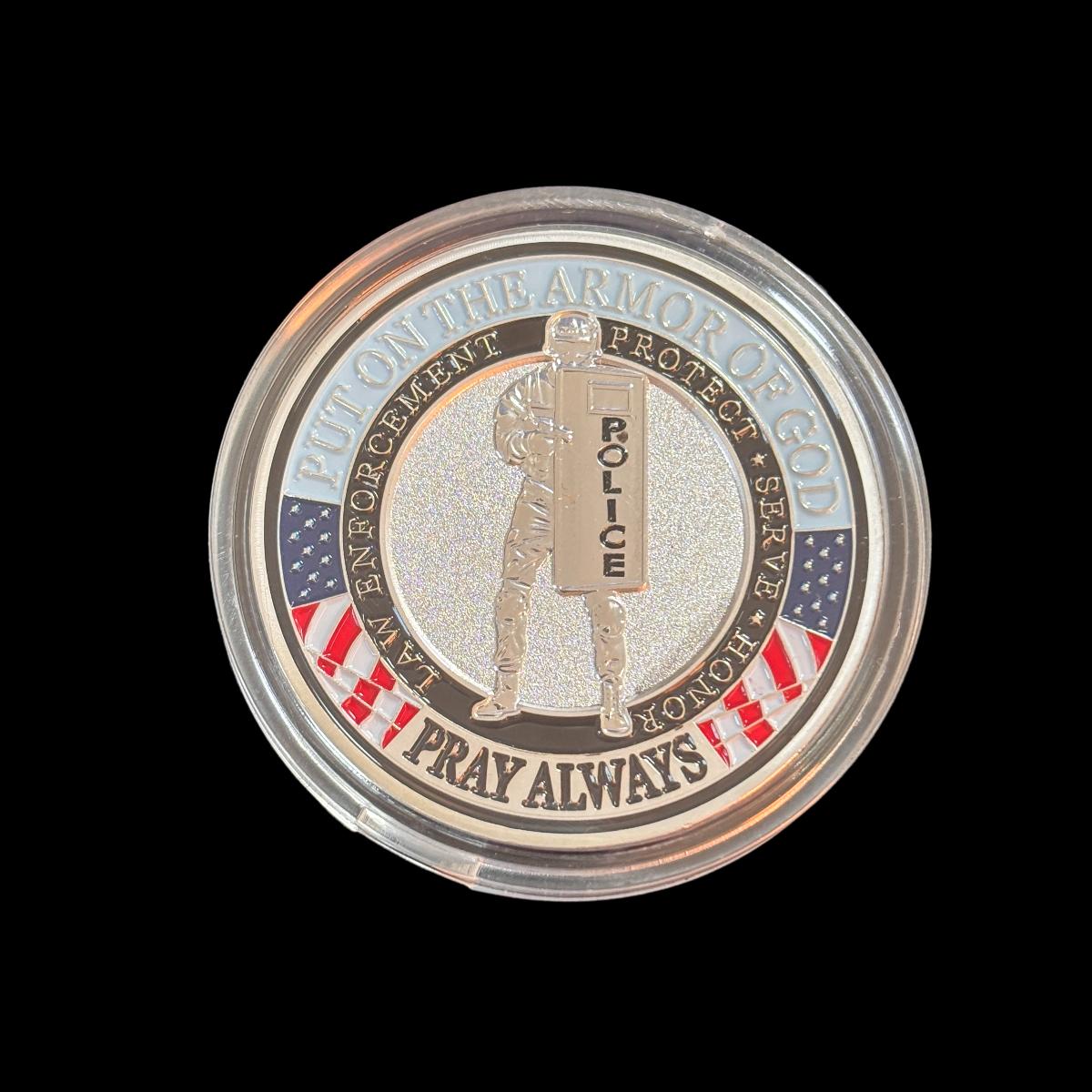PUT NO THE ARMOR OF GOD PRAY ALWAYs Challenge Coin