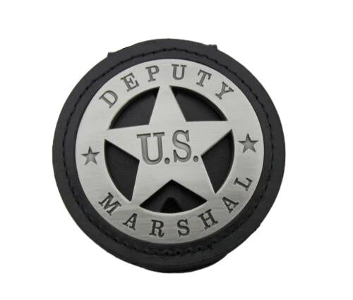 Genuine Leather Embedded Cut-out Holder For Round US MARSHAL & Other Police Badges