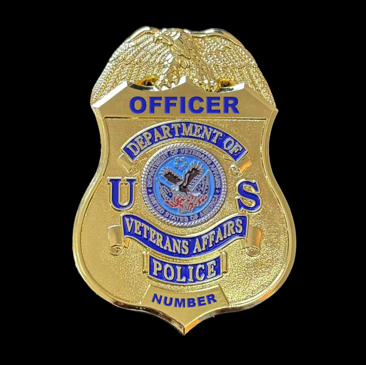 US Department Of Veterans Affair Police Badge Replica Movie Props Customizable Number & Name