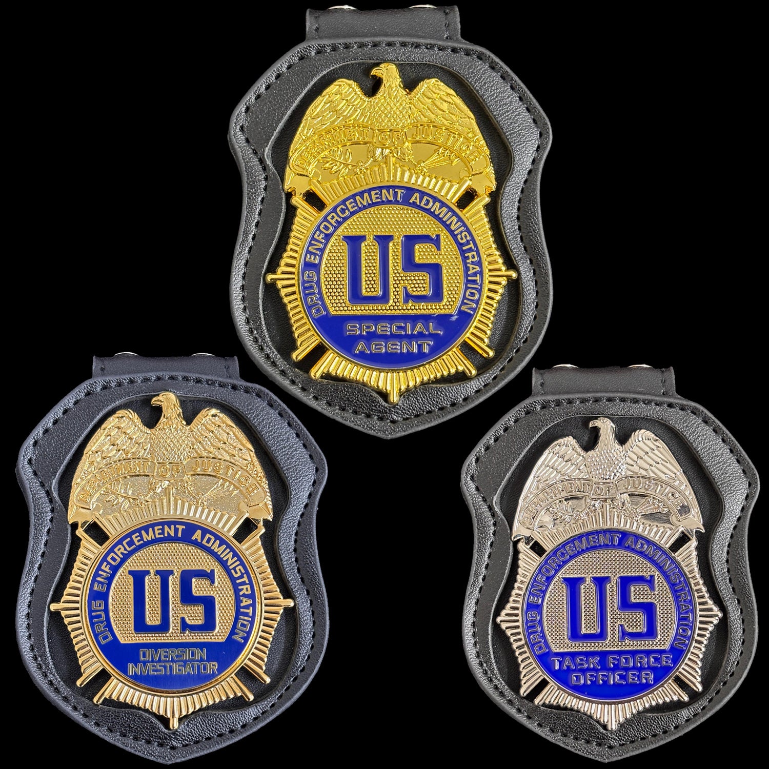 3 US DEA Police badge Set Replica Movie Props