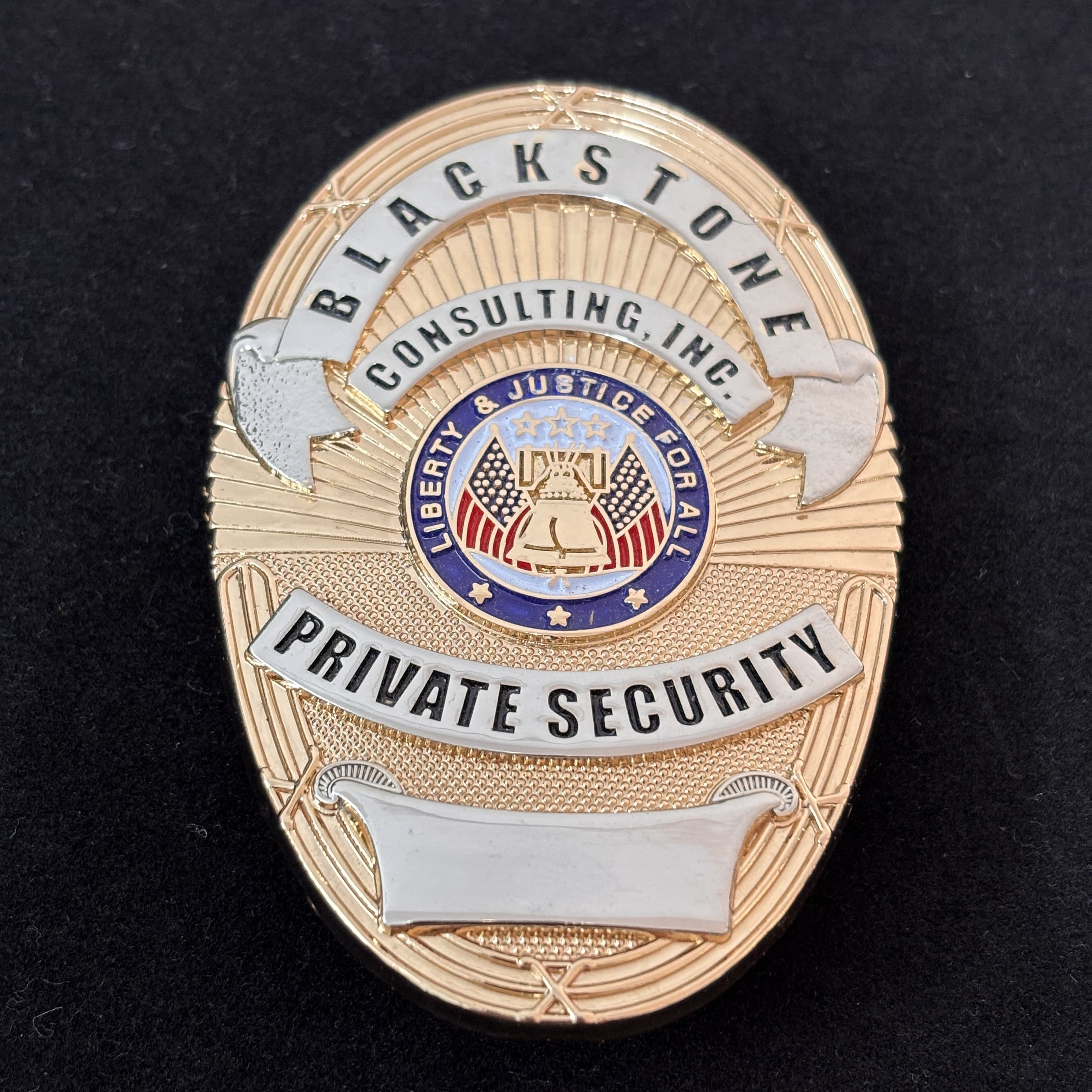 Liberty & Justice For All Blackstone Consulting, Inc. Private Security Badge Replica Movie Props Customizable number