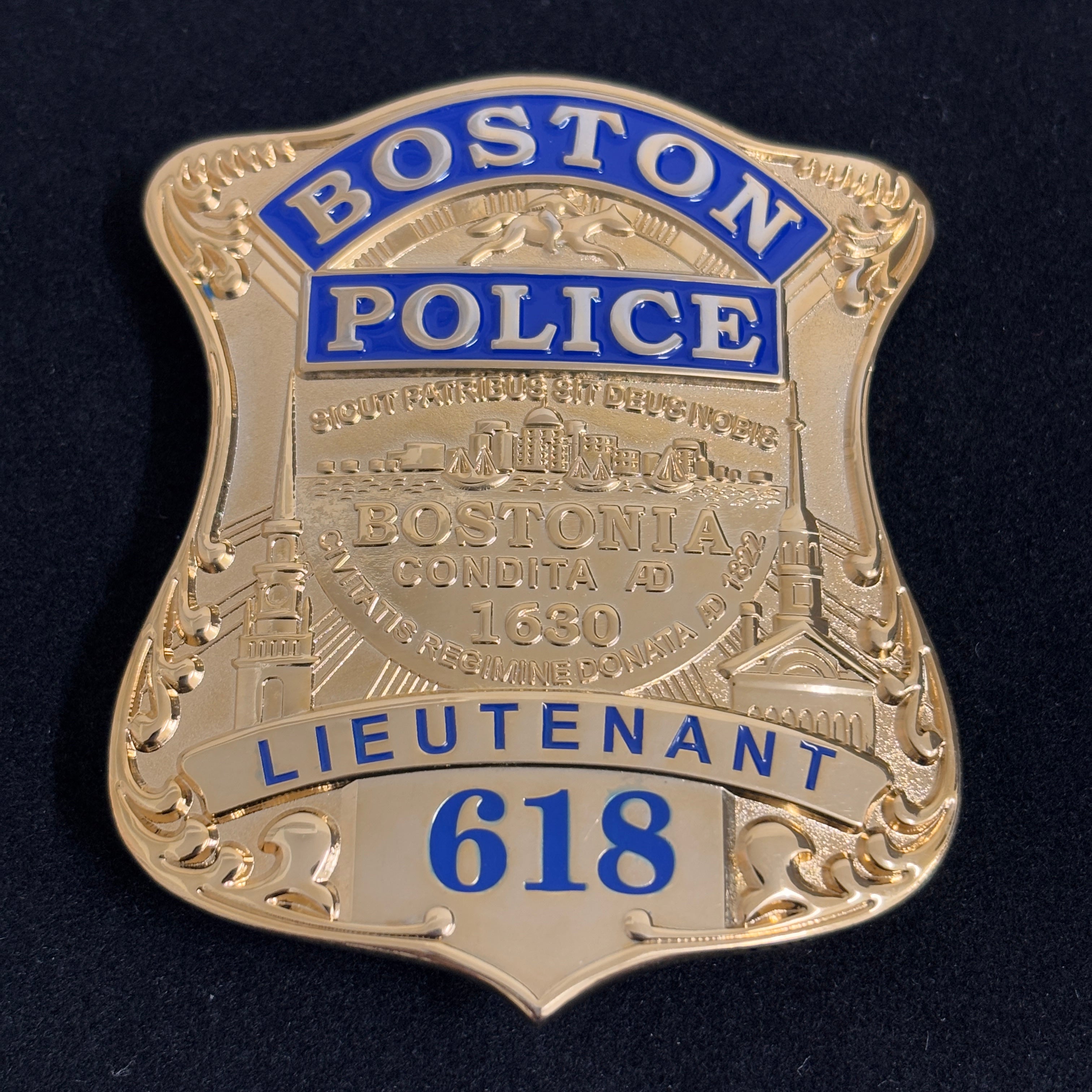 Boston Police Lieutenant Badge Replica Movie Props With Number 618