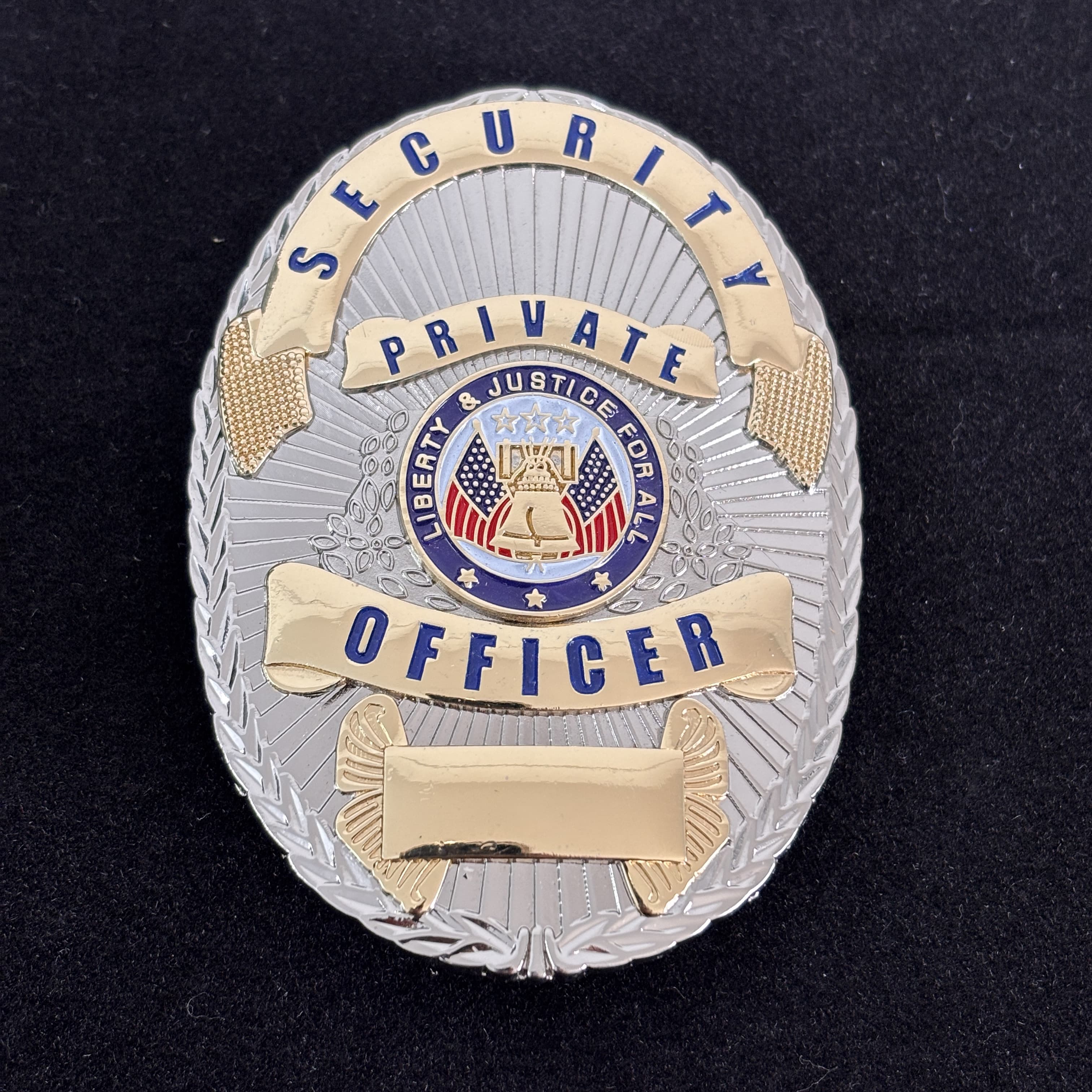 Liberty & Justice For All Security Officer Private Badge Replica Movie Props Customizable number