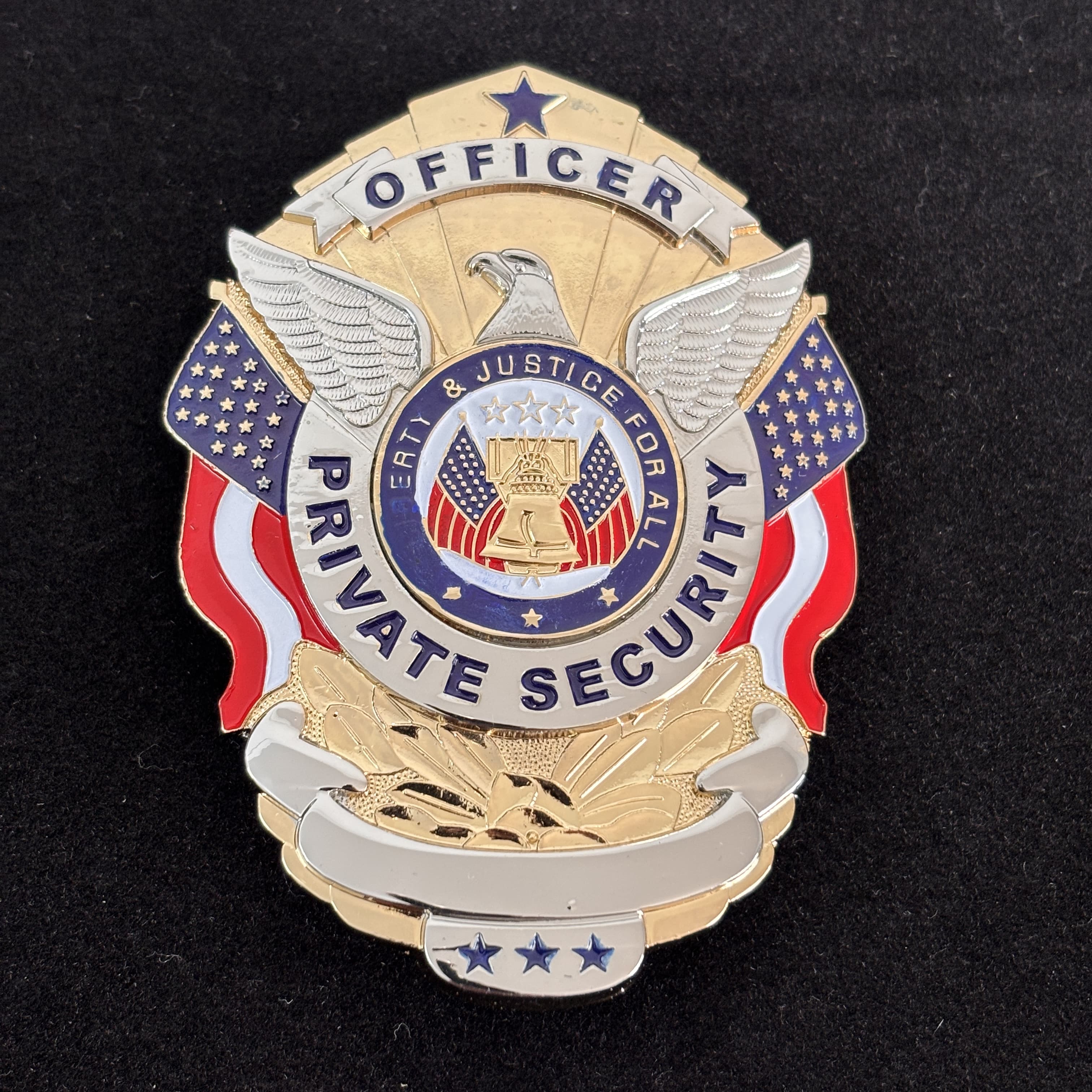 Liberty & Justice For All Officer Private Security Badge With Star Replica Movie Props