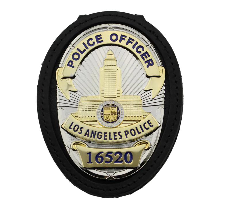 Elegant Leather Oval Badge Holder and Holster for LAPD Badges