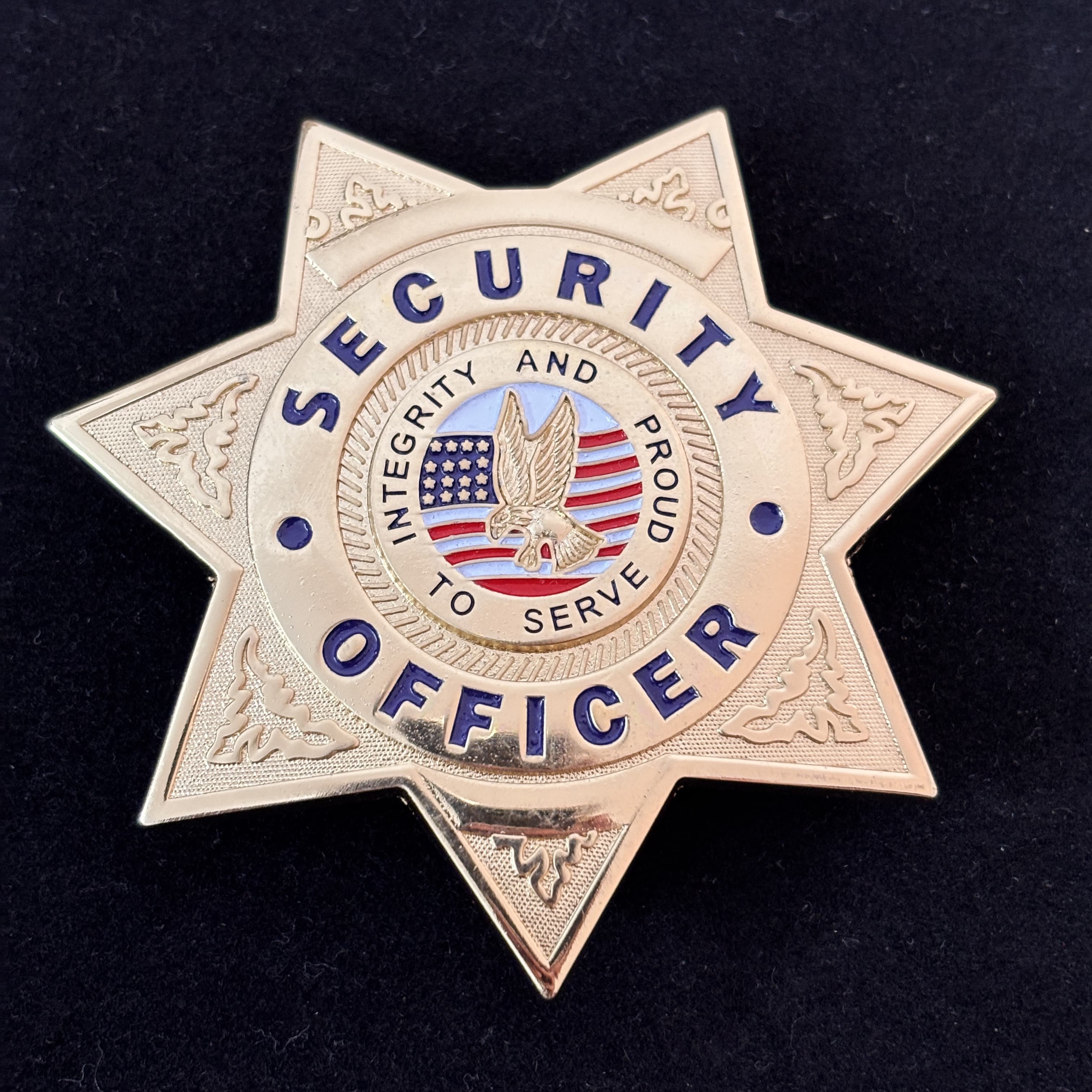 Integrity And Proud To Serve Security Officer GOLD Badge Replica Movie Props Customizable number