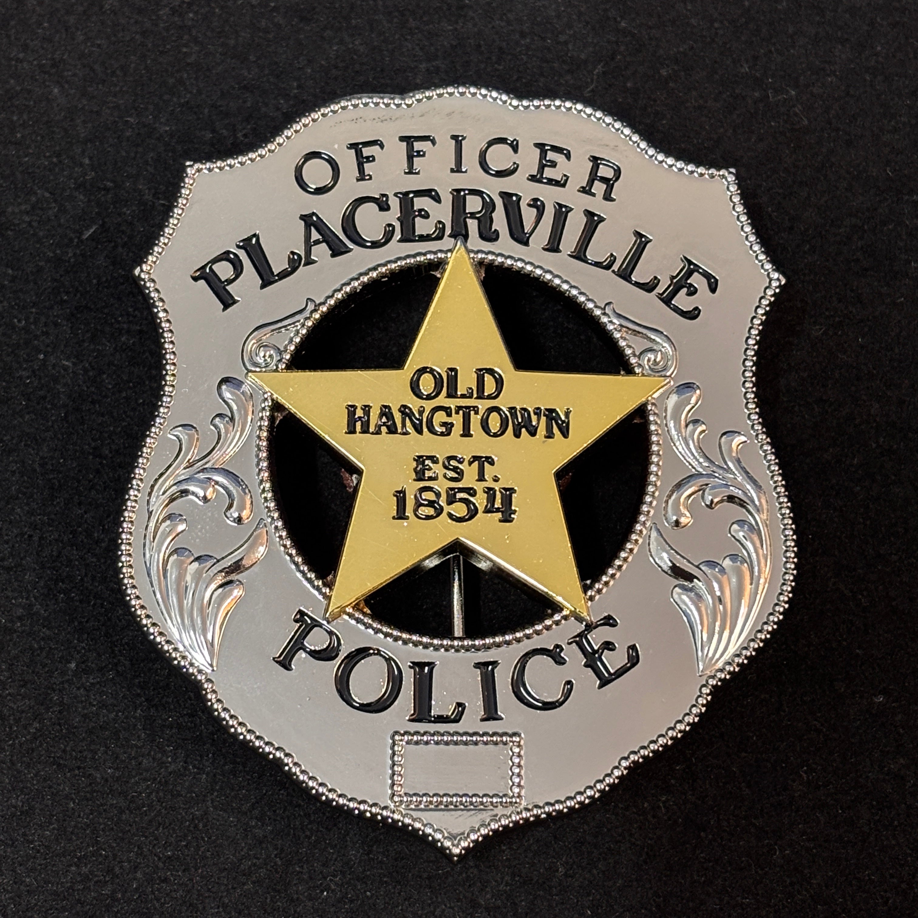 Officer Placerville Police Old Hangtown EST.1854 Badge Customizable Number