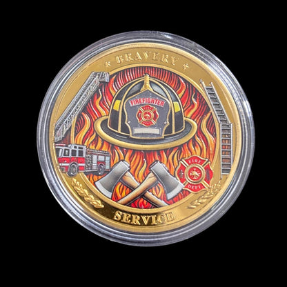 IN THE LINE OF FIRE STRENGTH IN UNITY FIREFIGHTER Challenge Coin