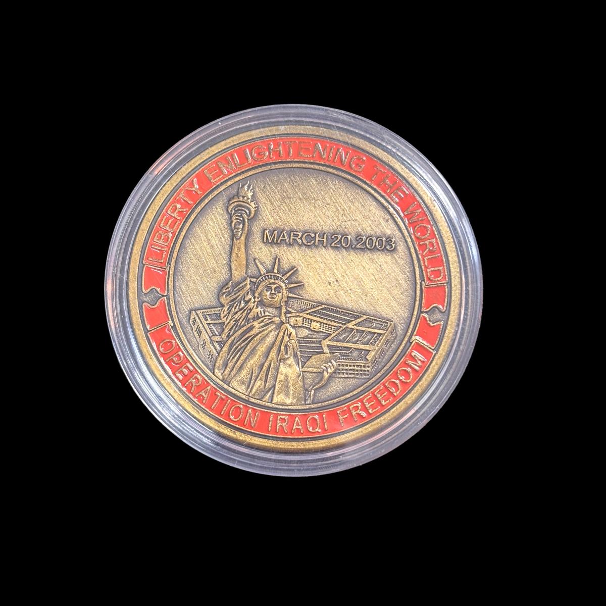OPERATION IRAQI FREEDOM LIBERTY ENLIGHTENING THE WORLD Challenge Coin