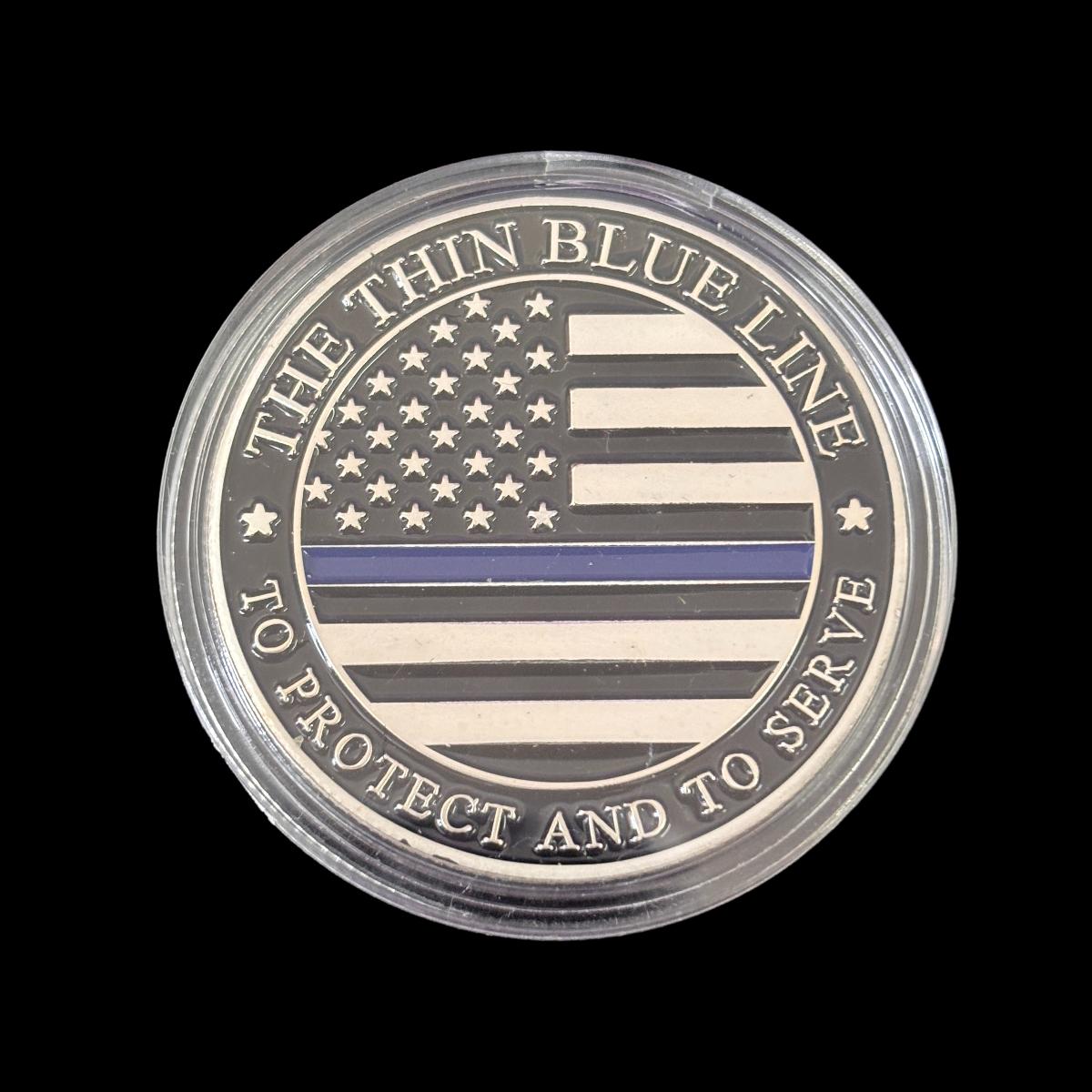THE THIN BLUE LINE TOPROTECT AND TO SERVE POLICE OFFICER Challenge Coin