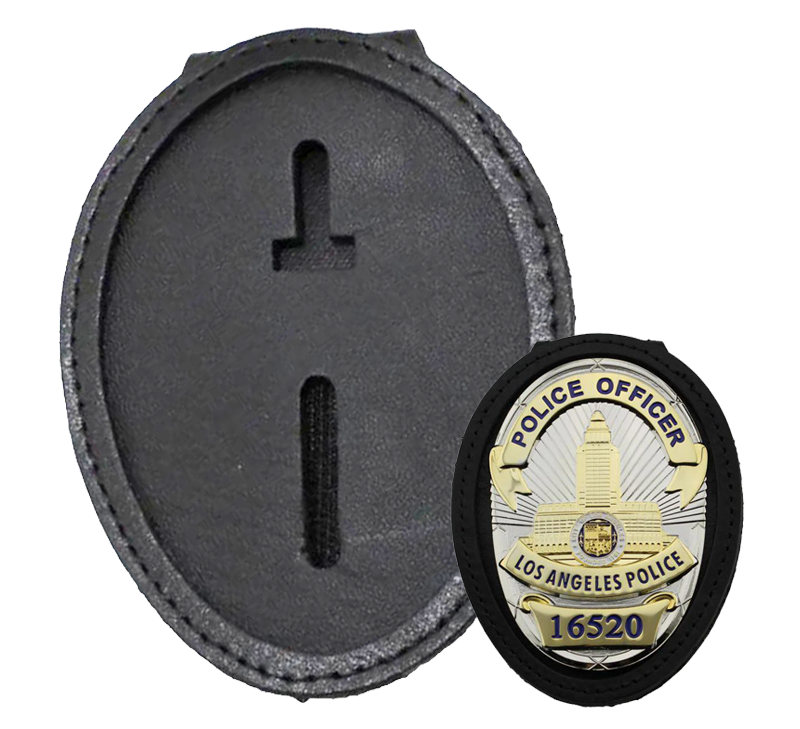 Elegant Leather Oval Badge Holder and Holster for LAPD Badges